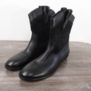 New! Frye Blair Western Deco Boots Womens Size 6 Black Leather Suede Mid-Calf